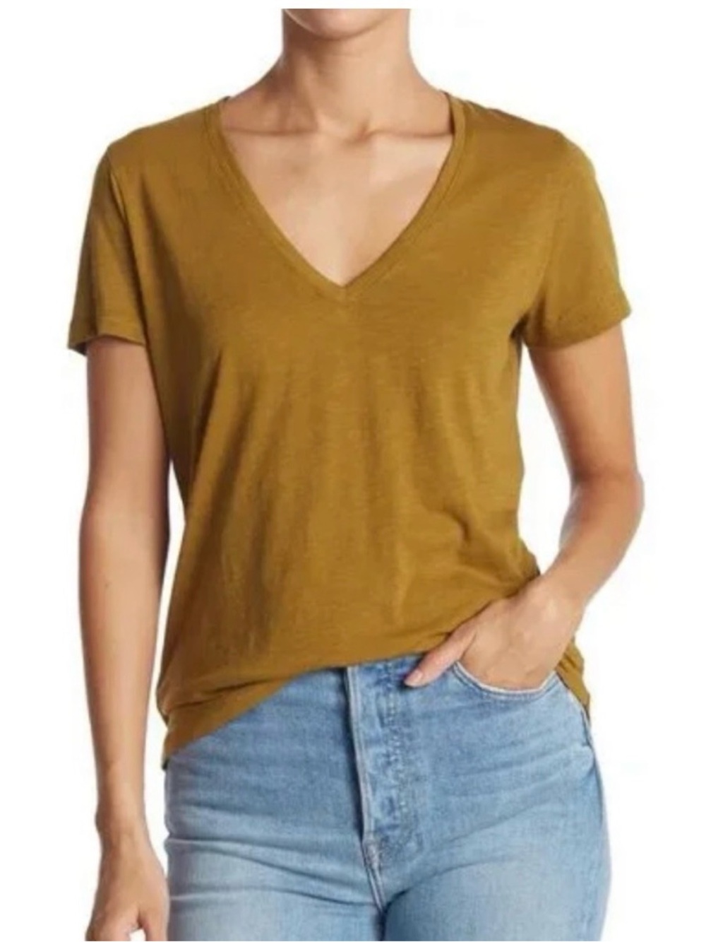 Madewell Whisper Cotton V-Neck Tee Autumn Gold